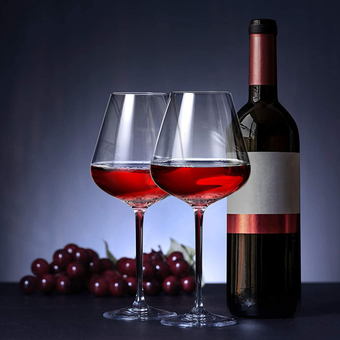 MingshanAncient Crystal Red Wine Glasses With Large Bowl And Long Stem